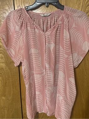 Tucker Dusty Pink Abstract Short-Sleeve Blouse